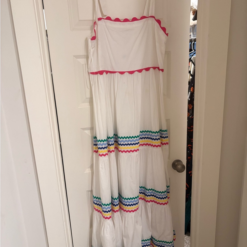 Colorful Women’s Dress with Pink Accents